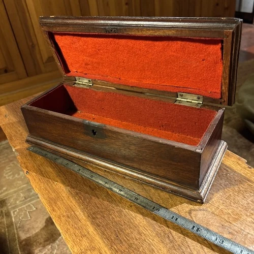 Civil War Era Letter Box Early Lock And Original Wool Red! Felt Lined