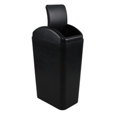 Plastic Swing Top Bathroom Trash Can Garbage Bin With Lid Black 3.5 Gal