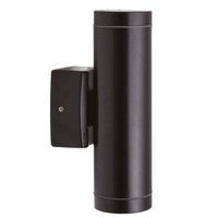 AußEnlampe Wand Messing GU10 IP64 H: 21 Cm Up Down Schwarz 2-Flammig Leuchte