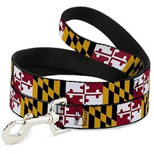 Dog Leash Maryland Flags 6 Feet Long 1.5 Inch Wide 6 Feet Long - 1.5" Wide