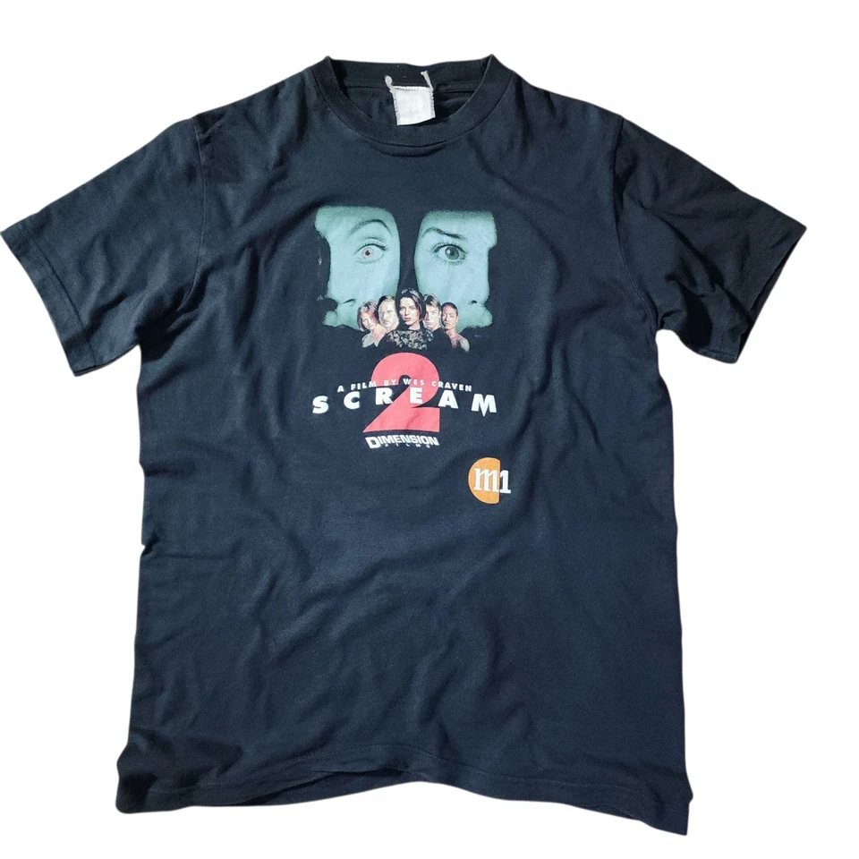 Camiseta promocional Scream 2 M1 1997 vintage años 90 rara camiseta de película WES CRAVEN Foto 2 de 4