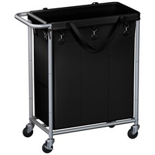 Laundry Basket with Wheels, 3-Section Rolling Laundry Hamper, 52.8 Gallons 2...