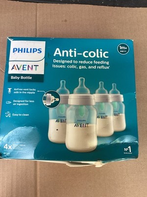 Philips Avent Anti-Colic Bottle with AirFree Vent, 9oz, 4pk, Clear