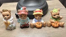 Vintage Homco Fall Halloween Costume Teddy Bear Figures scarecrow pumpkin