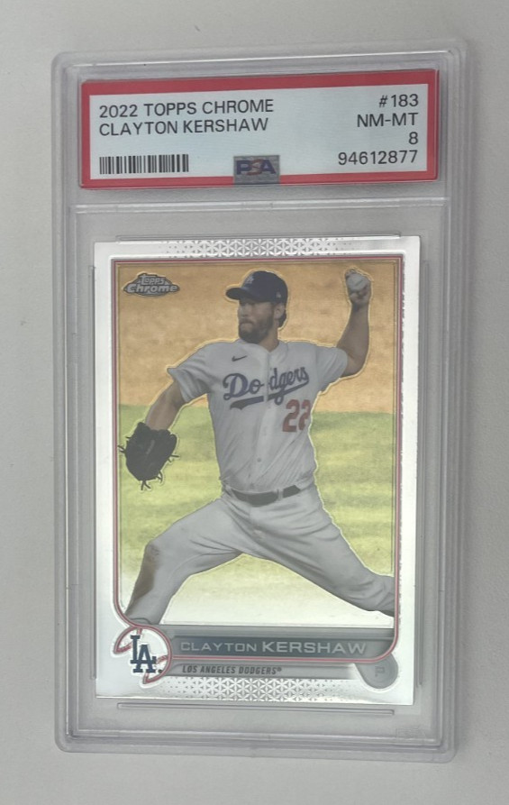 2022 Topps Chrome #183 Clayton Kershaw Dodgers PSA 8 NM-MT