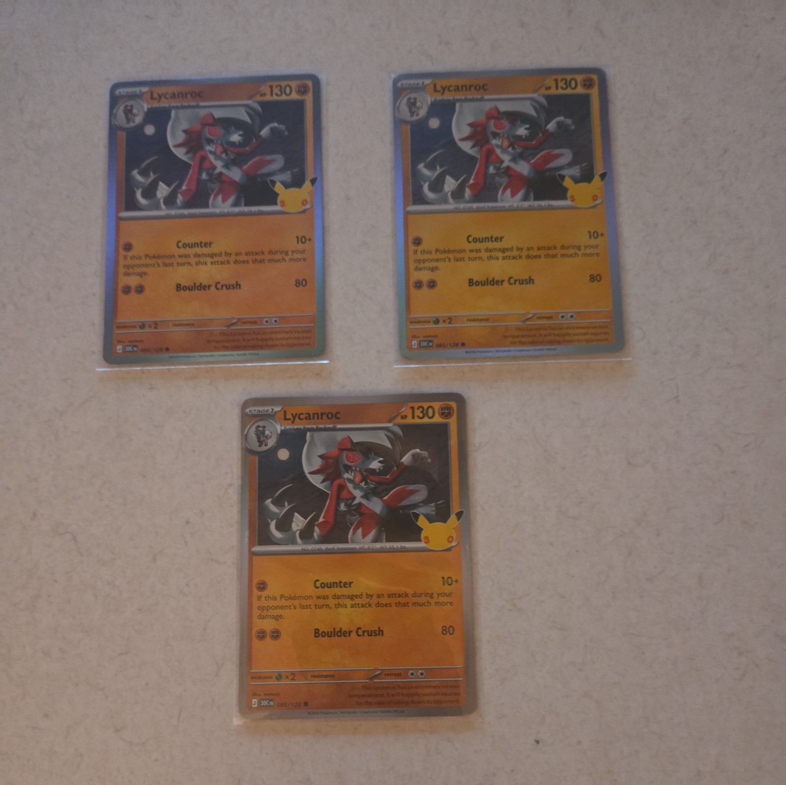 Lycanroc 085/128 30th Celebration Pokémon TCG Holo Near Mint! NM
