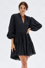 NEW MinkPink MINKPINK Womens Shadi Textured Mini Dress - Black