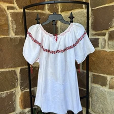 Vintage Hand Sewn And Hand Embroidered Folk Women’s Blouse Beautiful