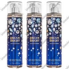 Bath & Body Works DREAM BRIGHT Fine Fragrance Mist Body Spray 8 oz - Lot of 3