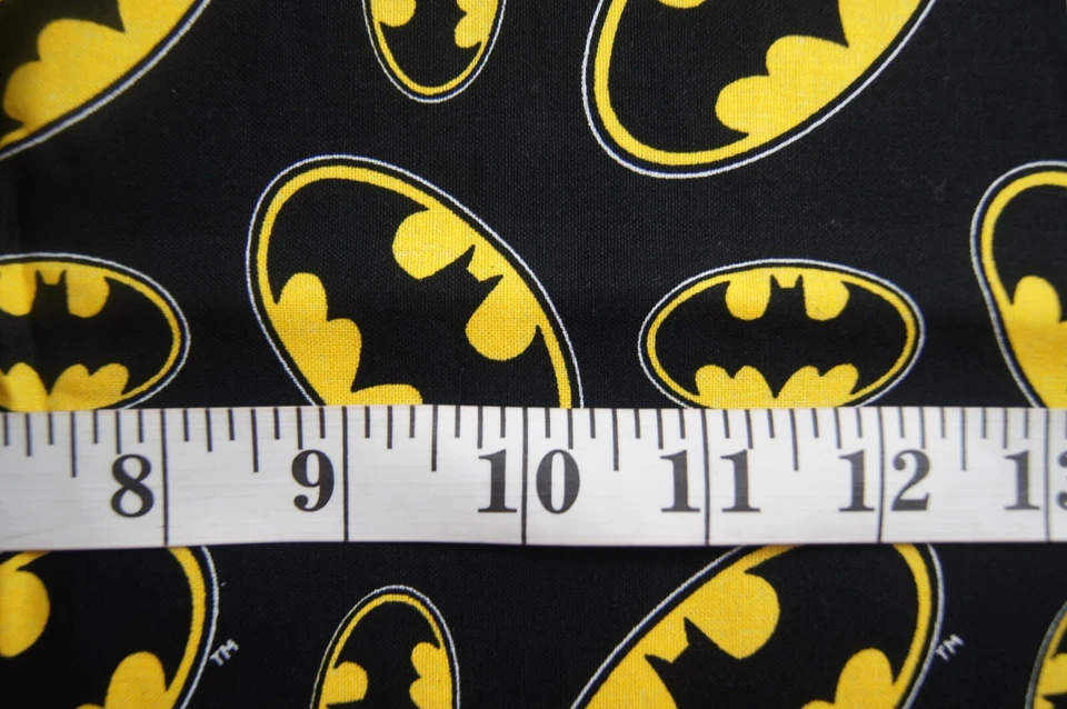 1/2  Yard Batman Bat Symbol on Black  Cotton Quilting Fabric 18" X 44" - Image 2 of 2