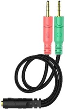 Headset and Microphone Splitter Cable for PC 3.5Mm Jack Headphones Audio Adapter