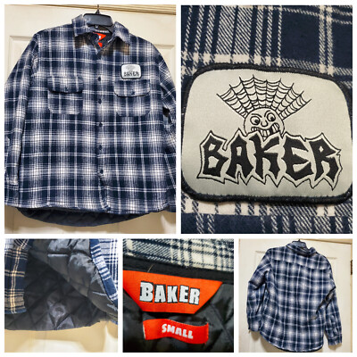 Baker Skateboards Jacket Mens Small Blue Plaid Flannel Skater Jolly Man Shaquet