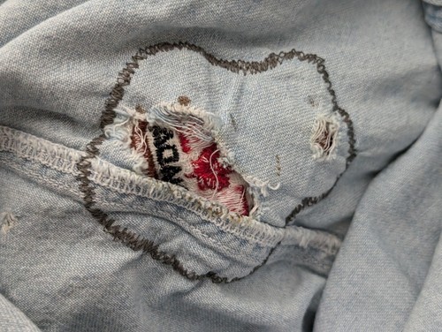 90s Y2K Vintage Hard Rock Cafe Las Vegas Denim Shirt Patched Canada Loose Medium - Picture 6 of 8