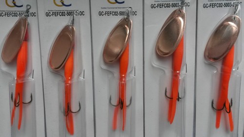 PAQUETE DE 5 SEÑUELOS 21g VOLADORES C PLATA ORO COOPER HOJA SPINNER SALMÓN FEFC02 - Imagen 22 de 22