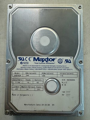 MAXTOR DiamondMax 90576D4 5.7GB 5.4K RPM 256KB Cache Ultra ATA/33 (ATA-4) 3.5''
