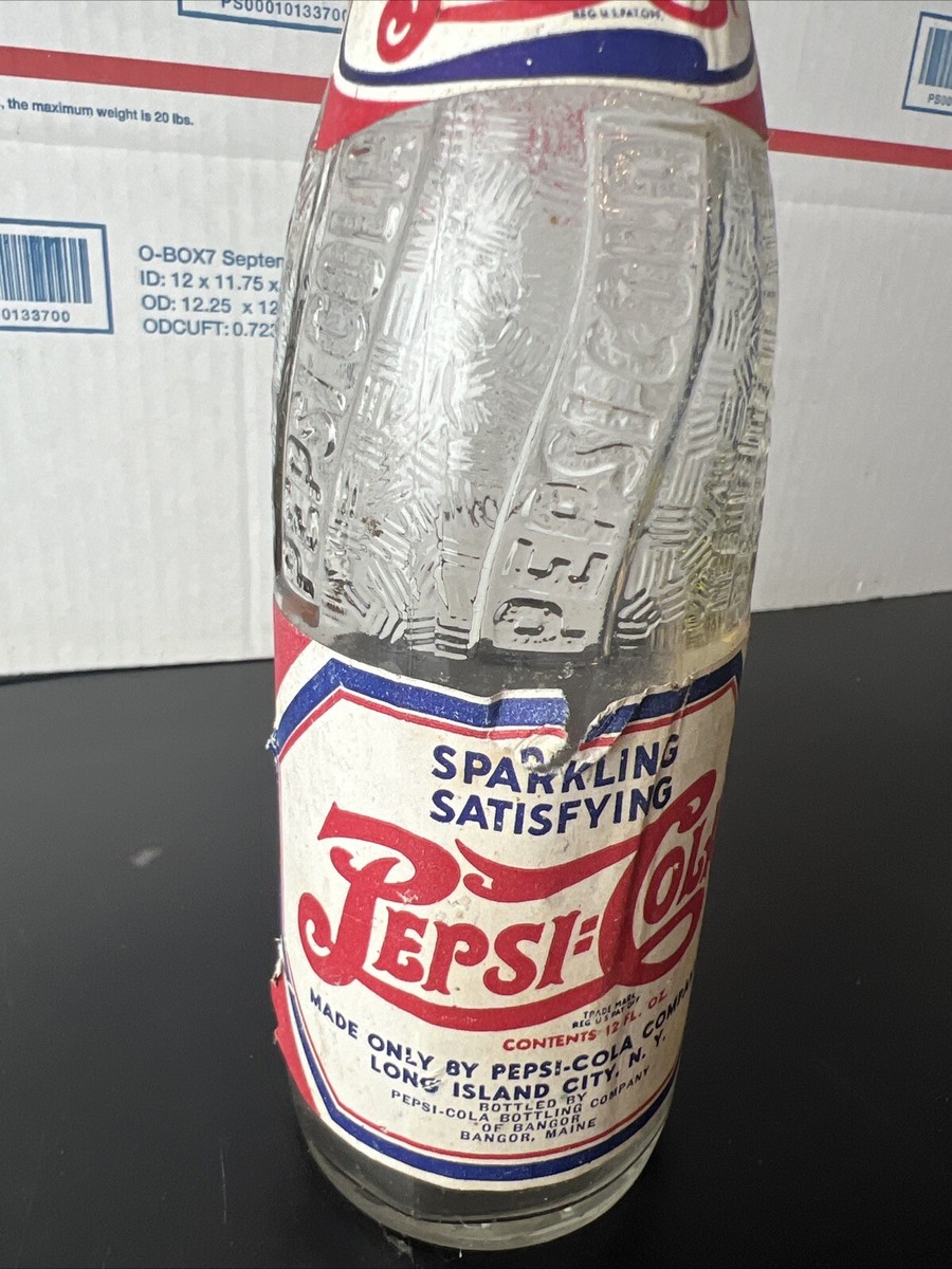 Vintage Double Dot Pepsi Bottle With Paper Label Bangor Maine | eBay