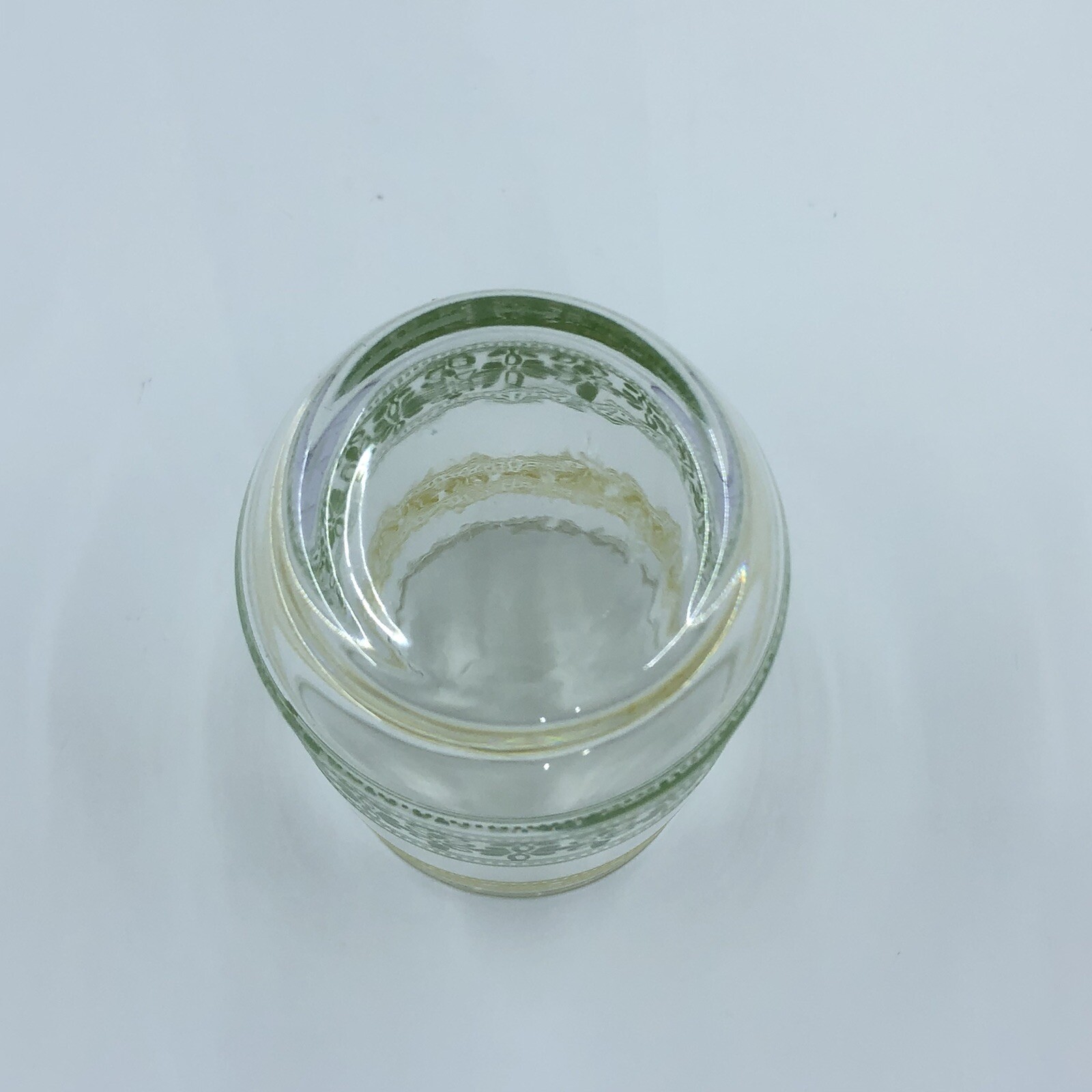 Vintage Textured Yellow & Green Floral Bar/Juice Glass