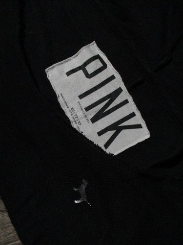 PINK by Victoria's Secret Pullover Long Sleeve Black Hooded Shirt Womens Sz XS - Picture 5 of 11