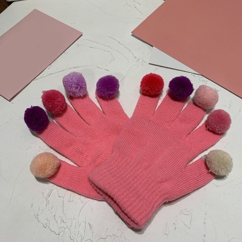 Knitted Full Finger Gloves Funny Colorful Pompom Fingertip Cosplay Party Mittens - Picture 7 of 16