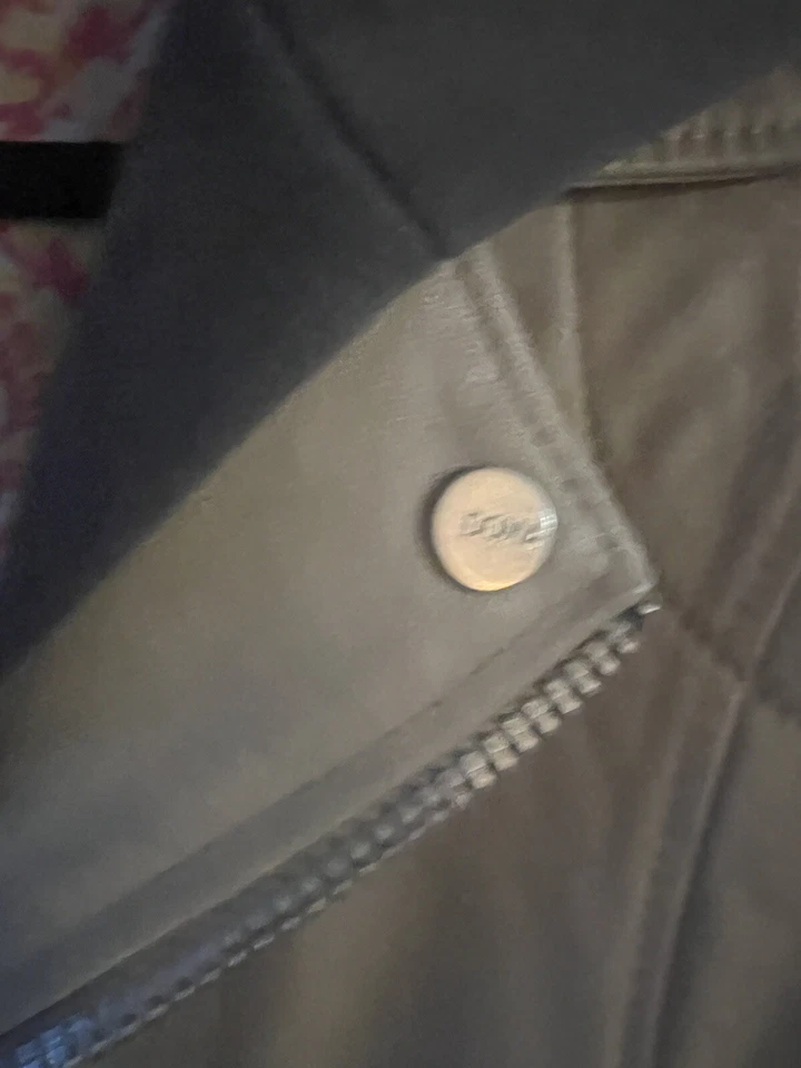 Y2K Doma Women's Leather Jacket Detachable Gray Hood Sz L Runs Smaller Side - Image 3 of 4