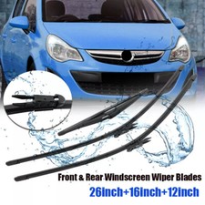 3PCS Front Rear Windscreen Wiper Blades Set For Vauxhall Corsa D 06-14 26-16-12