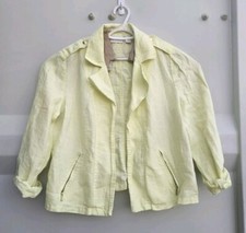 Chico's Women's Linen Open Front Blazer Moto Jacket Size 2 L Pre-Owned Large