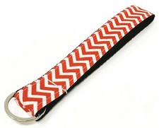 Multi Color Heavy Webbing Chevron Wristlet key fob with key ring