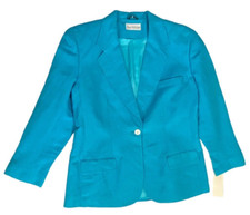 Giorgio Sant Angelo Vintage Linen Blend Blazer-Style 7870- Turquoise-SZ 14 NWT