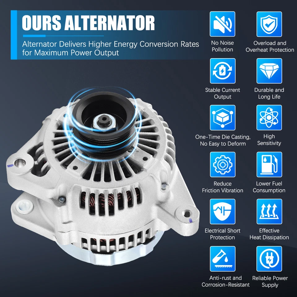 Alternator for 2002-2003 Toyota Camry Highlander Lexus ES300 RX300 V6 3.0L 13956 Foto 3 de 4