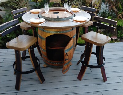 Wine barrel table ROUND TOP with cooler and bar chairs Australia