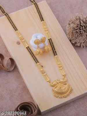 South Indian Mangalsutra Gold Plated Ethnic Wedding Long Indian