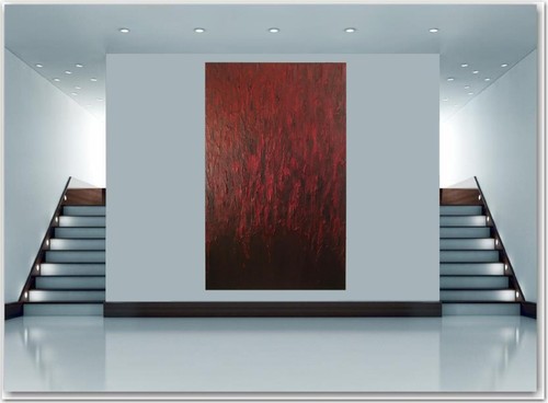 Gemälde Neu ROT UNIKAT Stier Zeitgenössisch Einrichtung Deko Struktur Eyecatcher - Picture 2 of 12