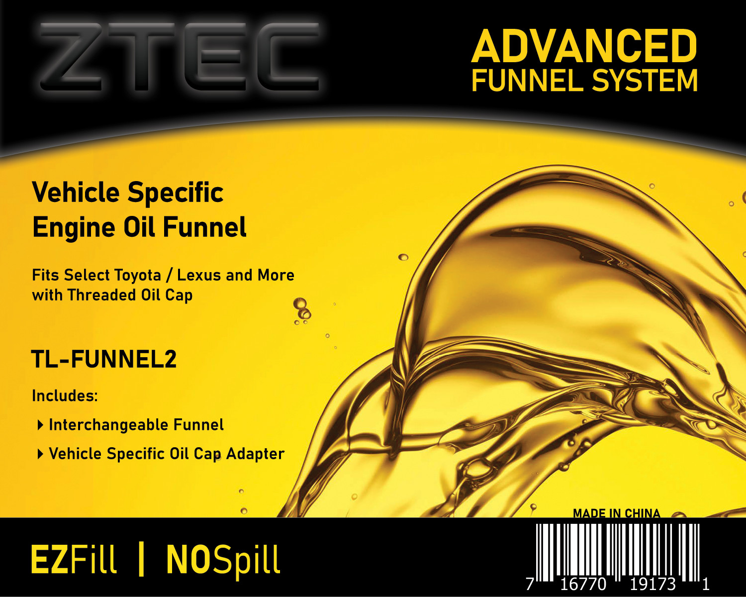 Locking Oil Funnel for Select Toyota, Lexus, Scion | Threaded Adapter Fill Tool