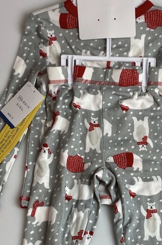 Modern Kids Unisex 3pc Pajama set - Polar Bear Design - Matching Socks -sz 5 NWT - Picture 5 of 5