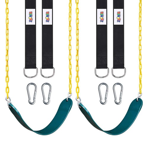 2pcs Swings Seats Heavy Duty 70.8" Chain Plastic Coated Playground swing