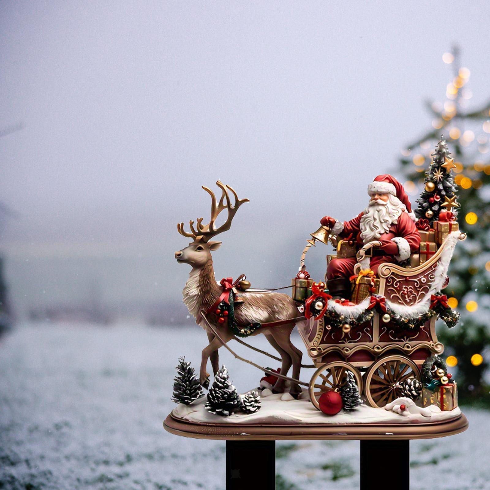 Christmas Decoration Santa Claus and Reindeer Ornament for Yard Party Garden