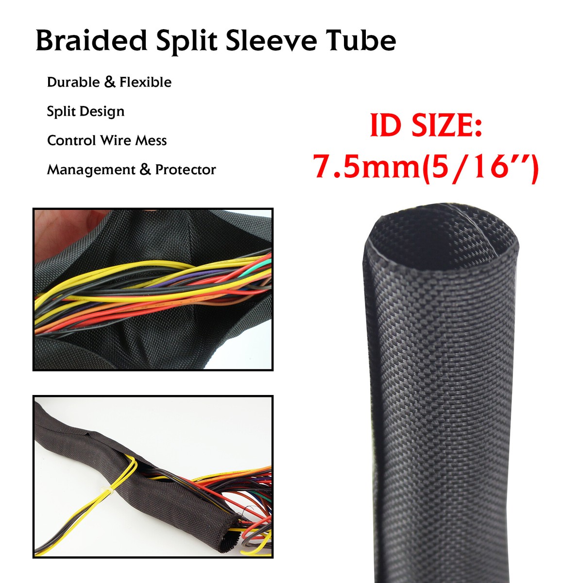 3mm-38mm Pet Expandable Braided Split Sleeve Cord Protector Wire Loom