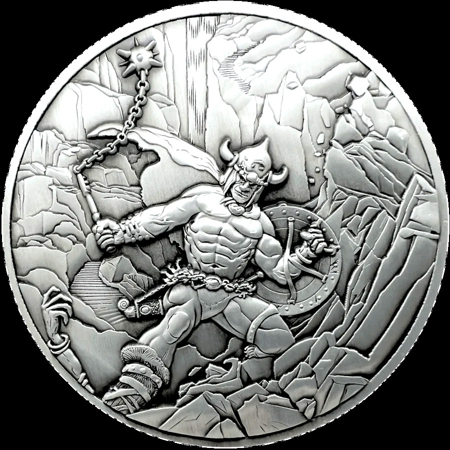 Frank Frazetta's "Warrior with Ball and Chain" Goliath Coin 5oz Zn
