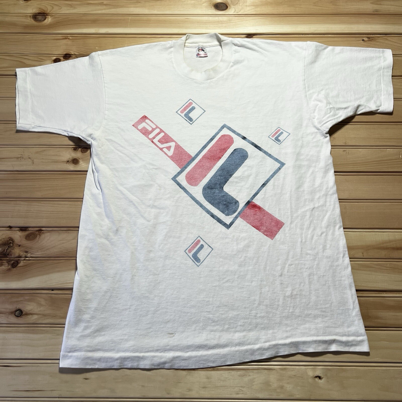 Camicia vintage anni 90 FILA USA tennis sport logo sbiadito taglia XL punto singolo