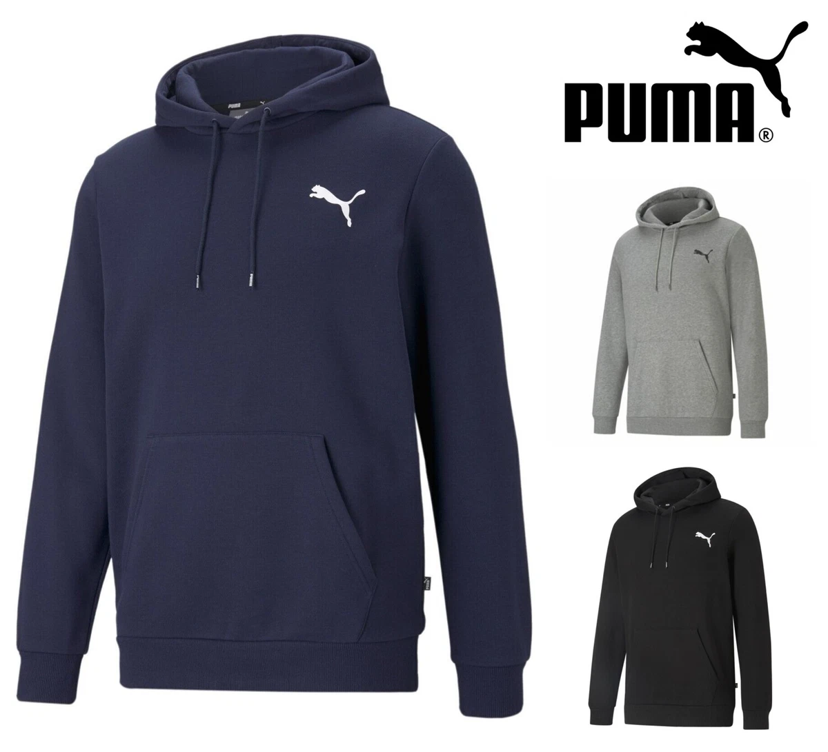 PUMA Mens Hooded Sweatshirt Hoodie Sweat Hood Fleece Top Size Black Grey  Navy | eBay