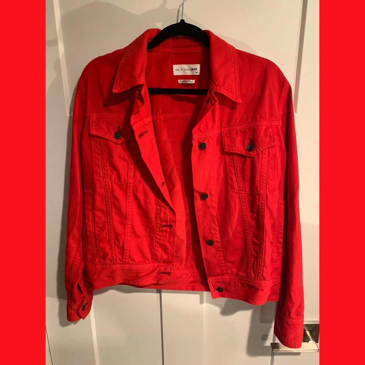 Zara red denim jacket cheap