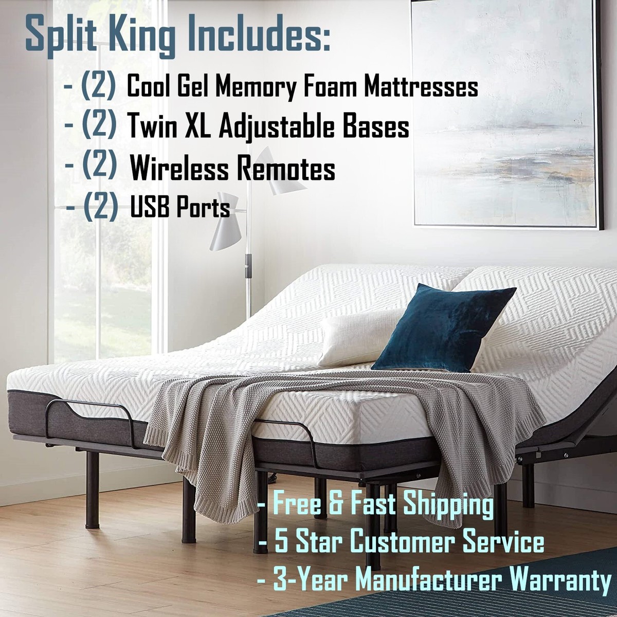 Queen size Luxury Upholstered Adjustable Bed Base Heavy Duty with Remote App main image 1
