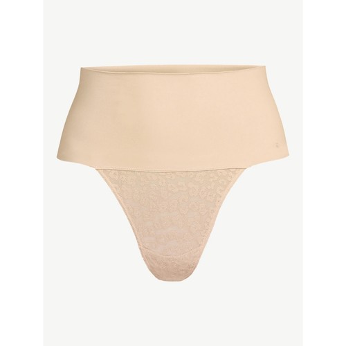 Women's Beige Sofia Intimates by Sofia Vergara Smoothing Seamless Lace Thong, L
