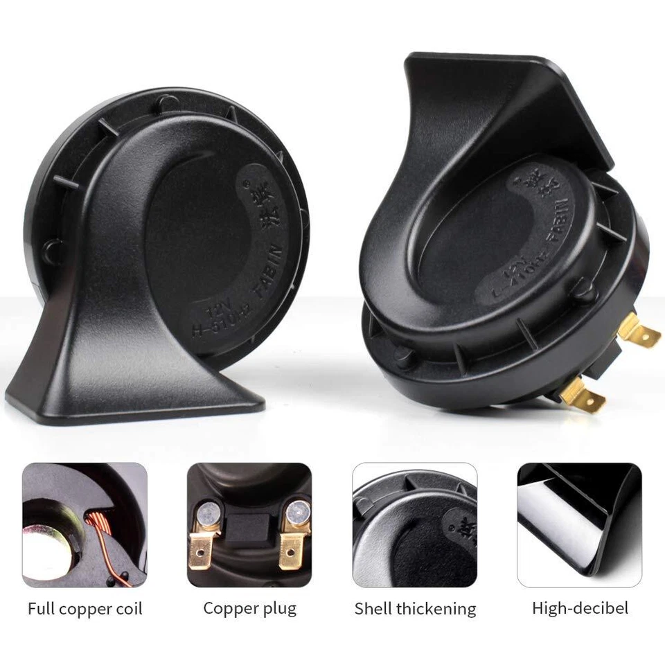 Horns 12V Car Horn Loud Dual-Tone Waterproof Electric Snail Horn Kit Universa... Foto 4 de 4