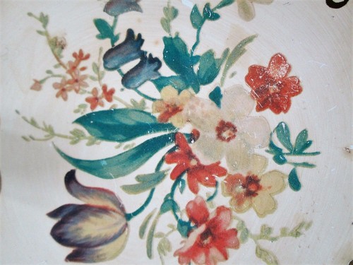 Antique Toleware Dust Bin Crumb Catcher Silent Butler, Floral Design - Picture 3 of 6