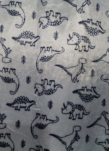 Kyle & Deena Blue White Dino Blanket Sherpa Back Dinosaur T-Rex Stegosaurus - Picture 14 of 18