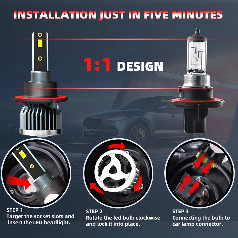 For Mercury Grand Marquis 2006-2011 LED Headlight High/Low Fog Light Bulbs 6000K - Image 4 of 4