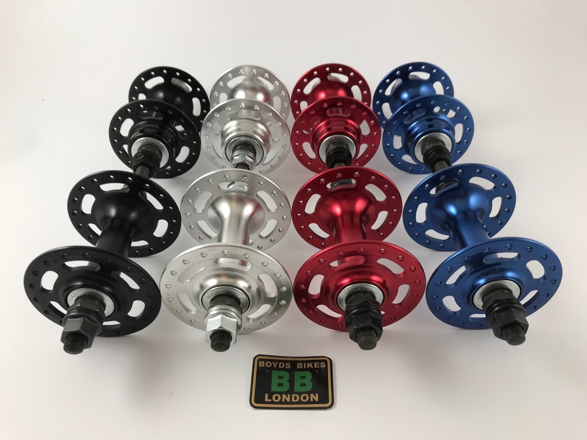 Old School BMX Wheel Hub Hubset Quando High Flange Red Blue Old School BMX Wheel Hub Hubset Quando High Flange Red Blue