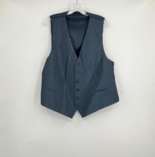 John Varvatos Mens Blue V Neck Six Button Front Suit Vest