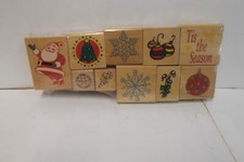 CHRISTMAS HOLIDAY ASSORTED WOODEN STAMPS SET OF 11 NEW